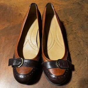 Naturalizer Prema Leather Comfort Dressy Wingtip Buckle‎ Brown Shoes Size 7.5 W
